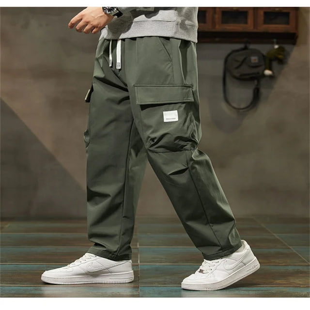 2024 Autumn New Trendy and Handsome Workwear Pants for Men'S American Autumn/Winter Loose Tie Feet Casual Pants for Men'S 9-Inch